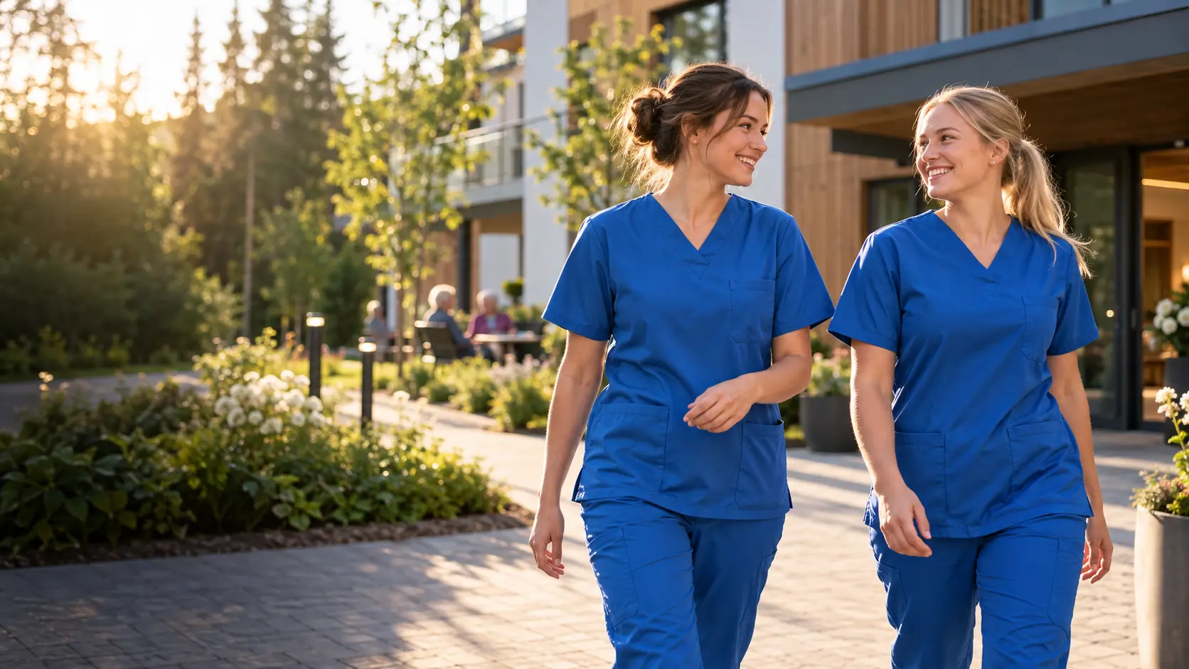 Care professionals supporting older people